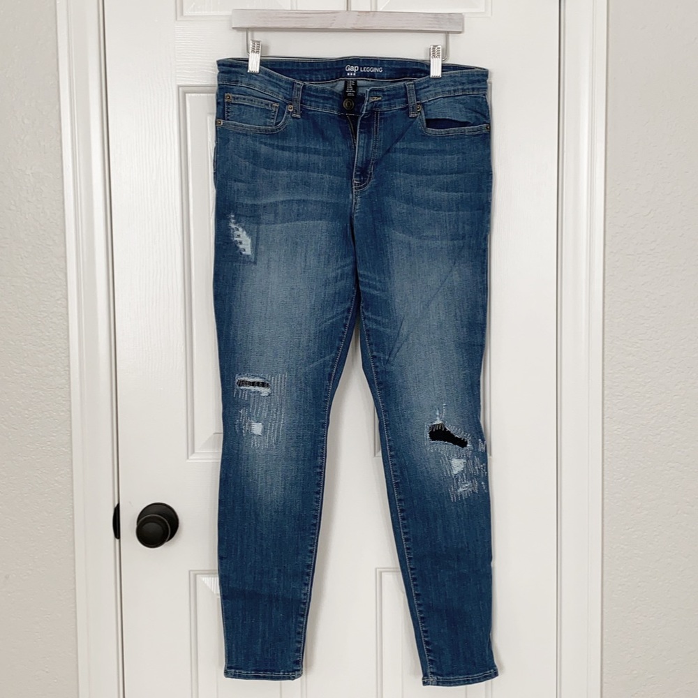 GAP Legging Distressed Patchwork Legging Blue Jean
